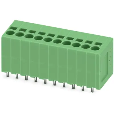 PCB terminal, 10 pole, pitch 3.5 mm, AWG 24-16, 17.5 A, spring-clamp connection, green, 1990931 - 1
