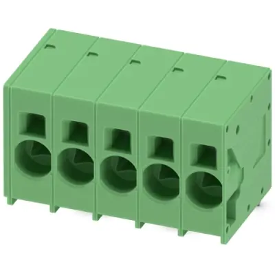PCB terminal, 5 pole, pitch 10 mm, AWG 20-4, 76 A, spring-clamp connection, green, 1735817 - 1