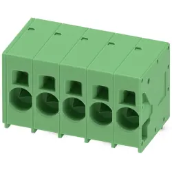 PCB terminal, 5 pole, pitch 10 mm, AWG 20-4, 76 A, spring-clamp connection, green, 1735817
