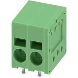 PCB terminal, 2 pole, pitch 5 mm, AWG 24-12, 24 A, spring-clamp connection, green, 1990973