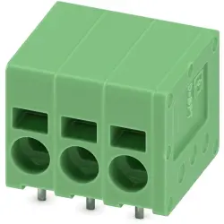 PCB terminal, 3 pole, pitch 5 mm, AWG 24-12, 24 A, spring-clamp connection, green, 1990986