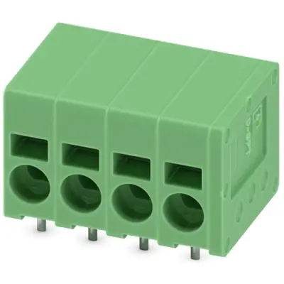 PCB terminal, 4 pole, pitch 5 mm, AWG 24-12, 24 A, spring-clamp connection, green, 1990999 - 1