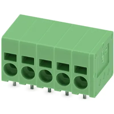 PCB terminal, 5 pole, pitch 5 mm, AWG 24-12, 24 A, spring-clamp connection, green, 1991008 - 1