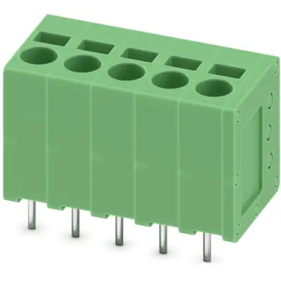 PCB terminal, 5 pole, pitch 5 mm, AWG 24-12, 24 A, spring-clamp connection, green, 1991121 - 1