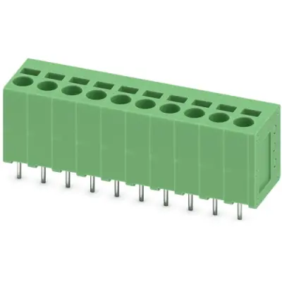 PCB terminal, 10 pole, pitch 5 mm, AWG 24-12, 24 A, spring-clamp connection, green, 1991176 - 1