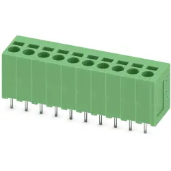 PCB terminal, 10 pole, pitch 5 mm, AWG 24-12, 24 A, spring-clamp connection, green, 1991176
