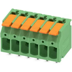 PCB terminal, 6 pole, pitch 5 mm, AWG 24-12, 24 A, push-in, green, 1190301