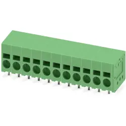 PCB terminal, 11 pole, pitch 5 mm, AWG 24-12, 24 A, spring-clamp connection, green, 1991066