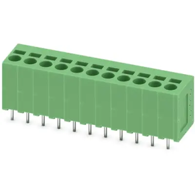 PCB terminal, 11 pole, pitch 5 mm, AWG 24-12, 24 A, spring-clamp connection, green, 1991189 - 1