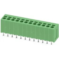 PCB terminal, 12 pole, pitch 5 mm, AWG 24-12, 24 A, spring-clamp connection, green, 1991192