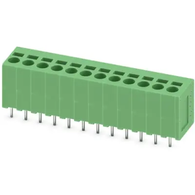 PCB terminal, 12 pole, pitch 5 mm, AWG 24-12, 24 A, spring-clamp connection, green, 1991192 - 1