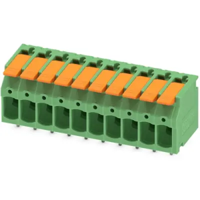 PCB terminal, 10 pole, pitch 5 mm, AWG 24-12, 24 A, push-in, green, 1190307 - 1