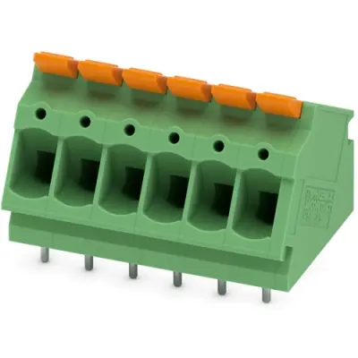 PCB terminal, 6 pole, pitch 5 mm, AWG 24-12, 24 A, push-in, green, 1190367 - 1