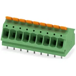 PCB terminal, 9 pole, pitch 5 mm, AWG 24-12, 24 A, push-in, green, 1190371