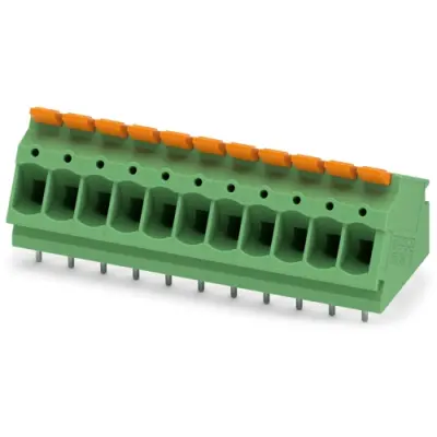 PCB terminal, 11 pole, pitch 5 mm, AWG 24-12, 24 A, push-in, green, 1190373 - 1