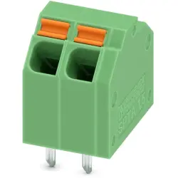 PCB terminal, 2 pole, pitch 3.81 mm, AWG 24-16, 9 A, spring-clamp connection, green, 1751477