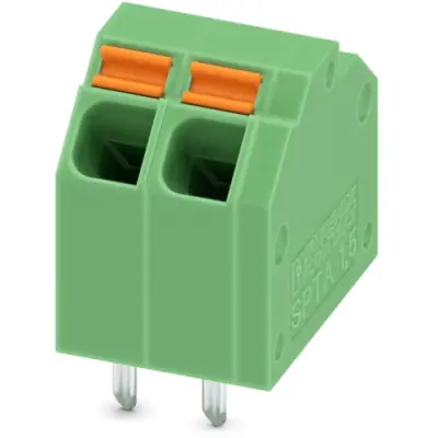 PCB terminal, 2 pole, pitch 3.81 mm, AWG 24-16, 9 A, spring-clamp connection, green, 1751477 - 1