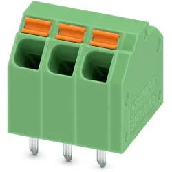 PCB terminal, 3 pole, pitch 3.81 mm, AWG 24-16, 9 A, spring-clamp connection, green, 1751480