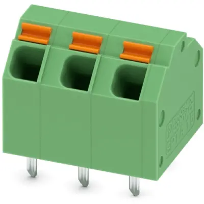 PCB terminal, 3 pole, pitch 15.47 mm, AWG 24-16, 9 A, spring-clamp connection, green, 1744442 - 1
