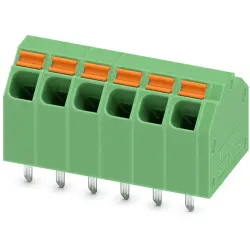 PCB terminal, 6 pole, pitch 3.81 mm, AWG 26-16, 9 A, spring-clamp connection, green, 1751516