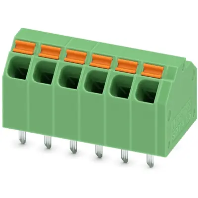 PCB terminal, 6 pole, pitch 3.81 mm, AWG 26-16, 9 A, spring-clamp connection, green, 1751516 - 1