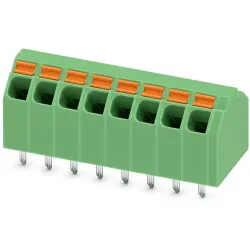 PCB terminal, 8 pole, pitch 3.81 mm, AWG 24-16, 9 A, spring-clamp connection, green, 1751529