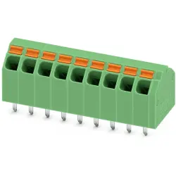 PCB terminal, 9 pole, pitch 3.81 mm, AWG 24-16, 9 A, spring-clamp connection, green, 1751532