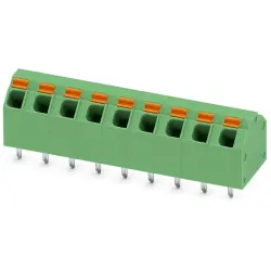 PCB terminal, 9 pole, pitch 5.08 mm, AWG 24-16, 9 A, spring-clamp connection, green, 1751231