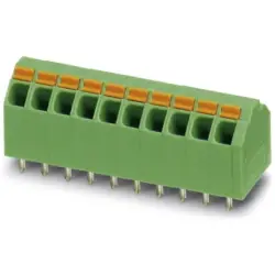 PCB terminal, 10 pole, pitch 3.81 mm, AWG 24-16, 9 A, spring-clamp connection, green, 1751545