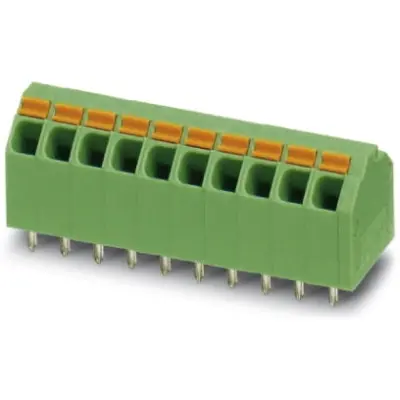 PCB terminal, 10 pole, pitch 3.81 mm, AWG 24-16, 9 A, spring-clamp connection, green, 1751545 - 1