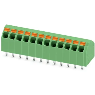 PCB terminal, 12 pole, pitch 3.81 mm, AWG 24-16, 9 A, spring-clamp connection, green, 1751558 - 1