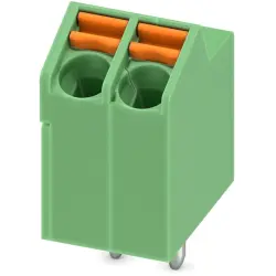PCB terminal, 2 pole, pitch 3.5 mm, AWG 24-16, 9 A, spring-clamp connection, green, 1752104