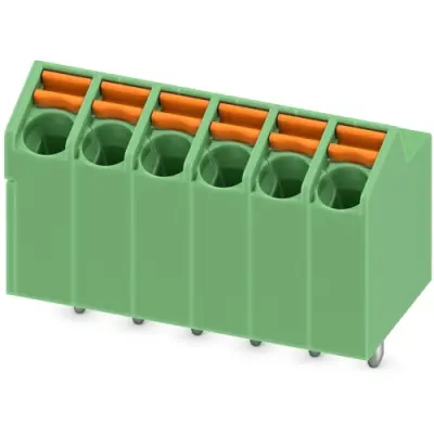 PCB terminal, 6 pole, pitch 3.5 mm, AWG 24-16, 9 A, spring-clamp connection, green, 1752146 - 1