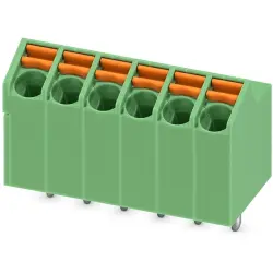 PCB terminal, 6 pole, pitch 3.5 mm, AWG 24-16, 9 A, spring-clamp connection, green, 1752146