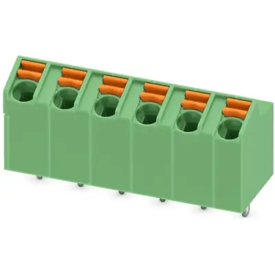 PCB terminal, 6 pole, pitch 5 mm, AWG 24-16, 9 A, spring-clamp connection, green, 1752256 - 1