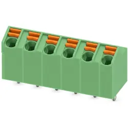 PCB terminal, 6 pole, pitch 5 mm, AWG 24-16, 9 A, spring-clamp connection, green, 1752256
