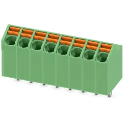 PCB terminal, 8 pole, pitch 3.5 mm, AWG 24-16, 9 A, spring-clamp connection, green, 1752162