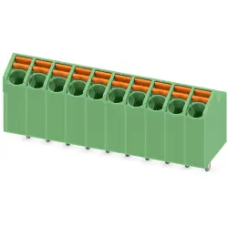 PCB terminal, 10 pole, pitch 3.5 mm, AWG 24-16, 9 A, spring-clamp connection, green, 1752188