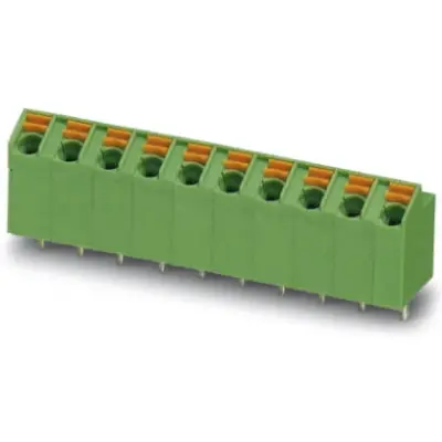PCB terminal, 10 pole, pitch 5 mm, AWG 24-16, 9 A, spring-clamp connection, green, 1752298 - 1