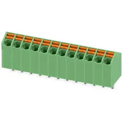 PCB terminal, 12 pole, pitch 3.5 mm, AWG 24-16, 9 A, spring-clamp connection, green, 1752201