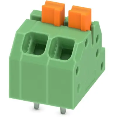 PCB terminal, 2 pole, pitch 3.5 mm, AWG 24-16, 16 A, spring-clamp connection, green, 1862042 - 1