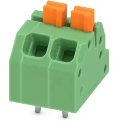 PCB terminal, 2 pole, pitch 3.5 mm, AWG 24-16, 16 A, spring-clamp connection, green, 1862042