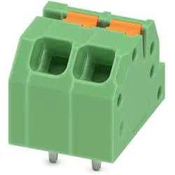 PCB terminal, 2 pole, pitch 3.5 mm, AWG 24-16, 16 A, spring-clamp connection, green, 1861933