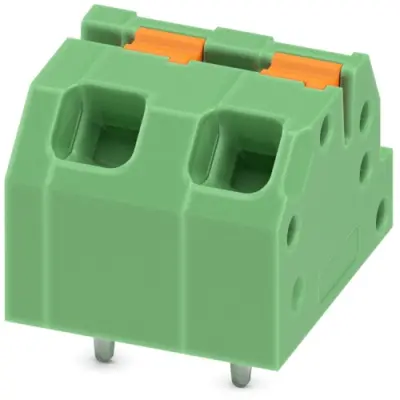 PCB terminal, 2 pole, pitch 5 mm, AWG 24-16, 16 A, spring-clamp connection, green, 1862275 - 1