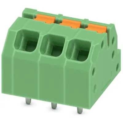 PCB terminal, 3 pole, pitch 3.5 mm, AWG 24-16, 16 A, spring-clamp connection, green, 1861946 - 1
