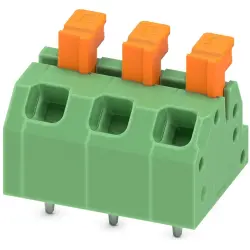 PCB terminal, 3 pole, pitch 5 mm, AWG 24-18, 13.5 A, spring-clamp connection, green, 1864448