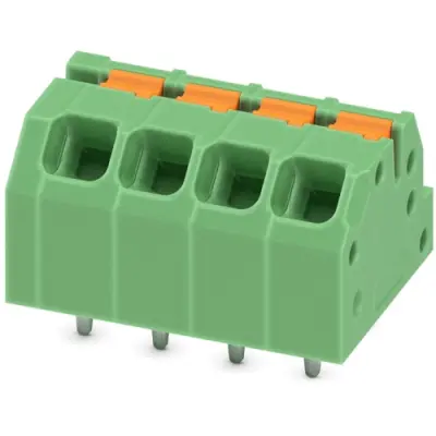 PCB terminal, 4 pole, pitch 3.5 mm, AWG 24-16, 16 A, spring-clamp connection, green, 1861959 - 1