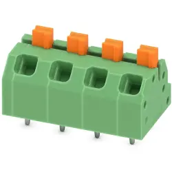 PCB terminal, 4 pole, pitch 5 mm, AWG 24-16, 16 A, spring-clamp connection, green, 1862437