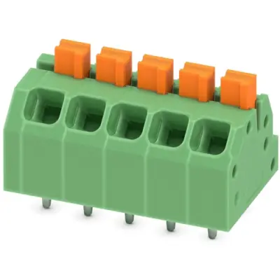 PCB terminal, 5 pole, pitch 3.5 mm, AWG 24-16, 16 A, spring-clamp connection, green, 1862071 - 1