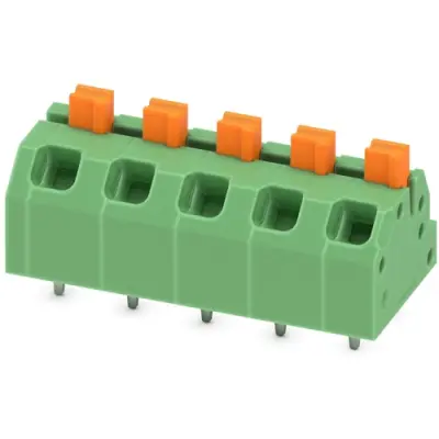PCB terminal, 5 pole, pitch 5 mm, AWG 24-16, 16 A, spring-clamp connection, green, 1862440 - 1